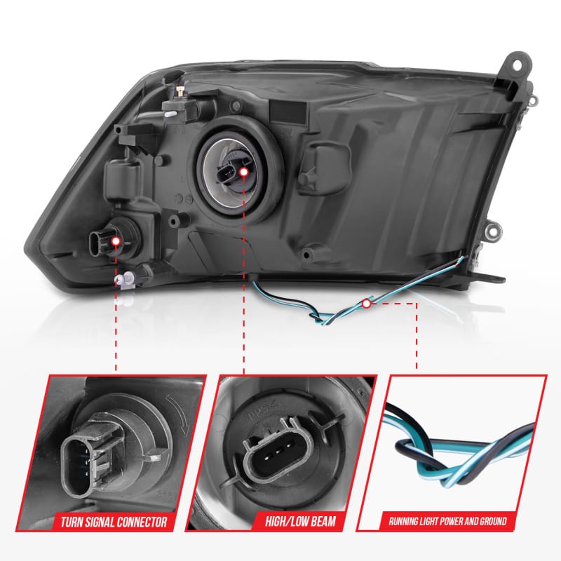 ANZO 2009-2018 Dodge Ram 1500/ 2500/ 3500 Crystal Headlights w/ Light Bar Chrome Housing thumbnail 6