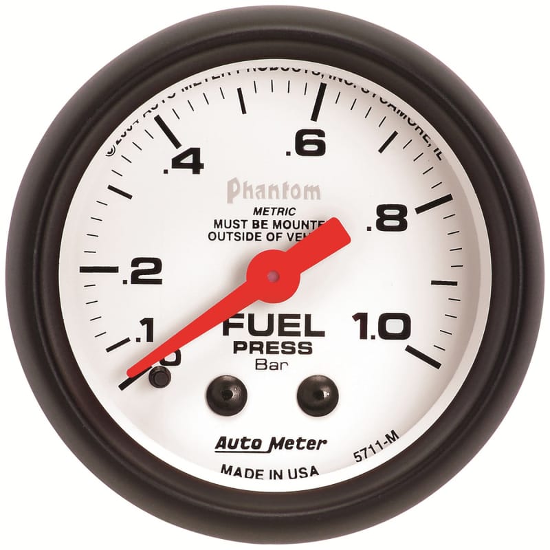 Autometer Phantom 2-1/16in 0-1.0 Bar Mechanical Fuel Pressure Gauge thumbnail 2