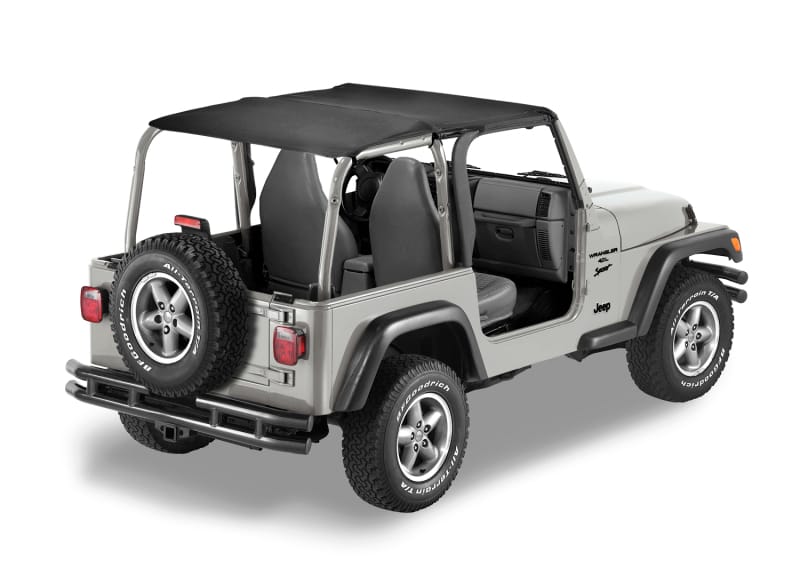 Bestop 97-02 Jeep Wrangler TJ Header Safari Bikini (Black Denim)