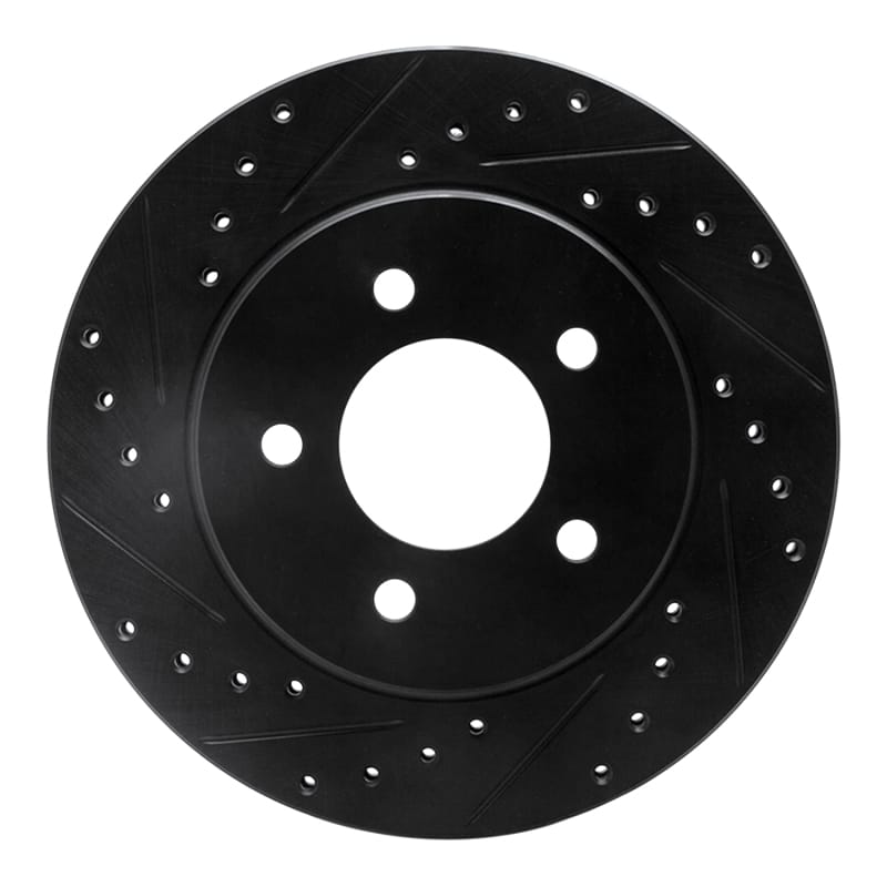 R1 91-02 Chrysler Grand Voyager Front Left Drilled & Slotted Black Brake Rotor