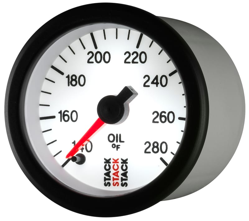 Autometer Stack 52mm 140-280 Deg F 1/8in NPTF Male Pro Stepper Motor Oil Temp Gauge - White thumbnail 3