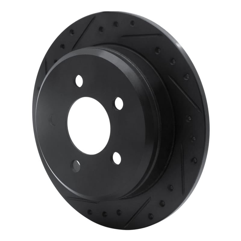 R1 93-98 Jeep Grand Cherokee Rear Left Drilled & Slotted Black Brake Rotor thumbnail 2