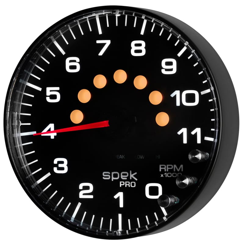 Autometer Spek-Pro Gauge Tachometer 5in 11K Rpm W/Shift Light & Peak Mem Black/Black - P239328 thumbnail 7