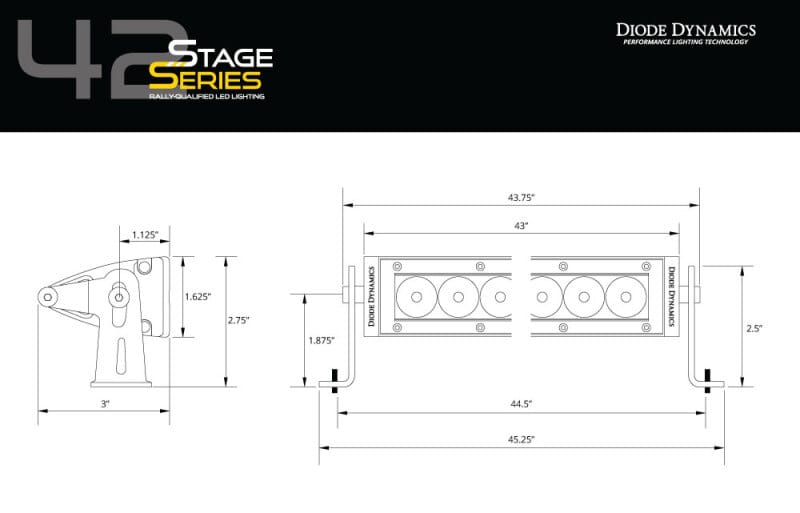Diode Dynamics 42 In LED Light Bar Single Row Straight Clear Combo Each Stage Series thumbnail 9