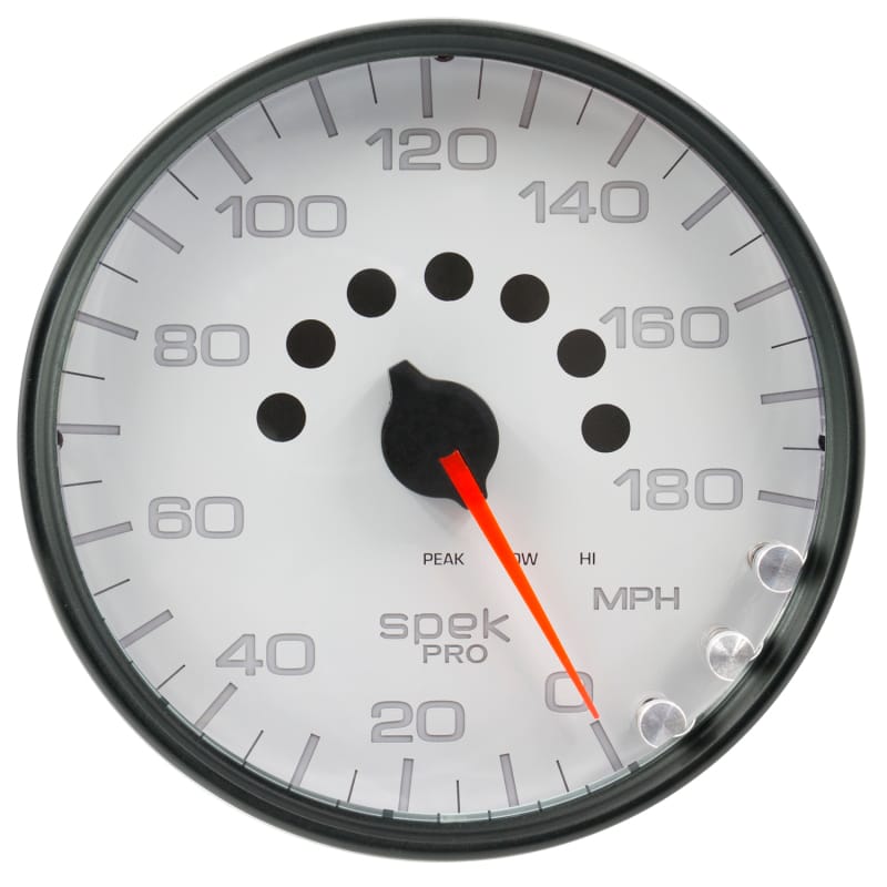 Autometer Spek-Pro Gauge Speedometer 5in 180 Mph Elec. Programmable White/Black - P23012 thumbnail 2