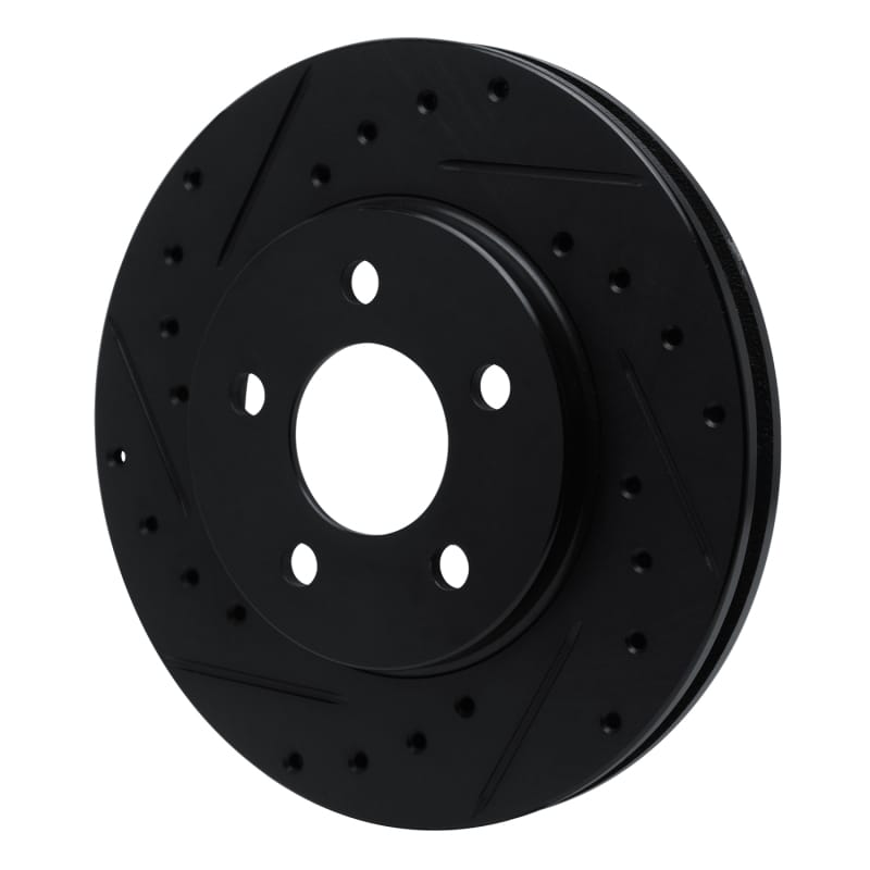 R1 96-00 Chrysler Town & Country Front Left Drilled & Slotted Black Brake Rotor thumbnail 2