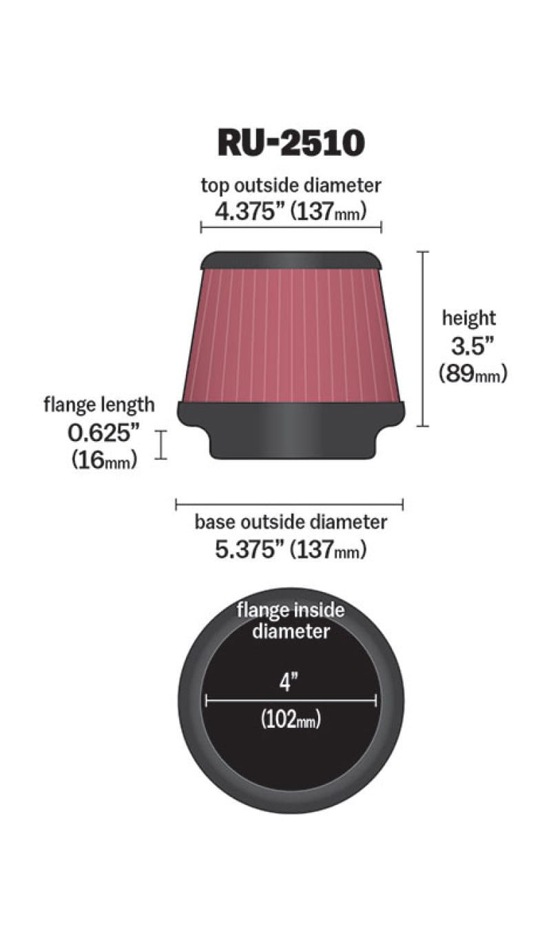 K&N Universal 4 Inch Filter thumbnail 2