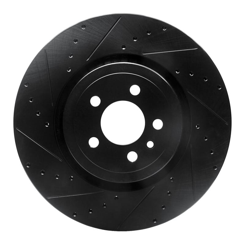 R1 14-23 Dodge Charger Front Left Drilled & Slotted Black Brake Rotor