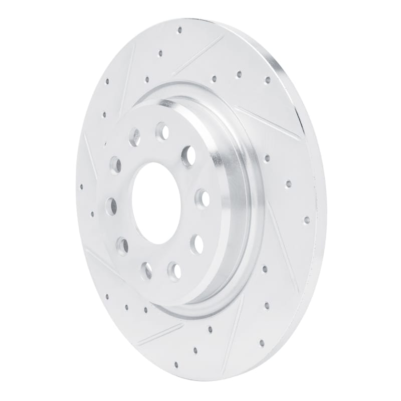 R1 22-25 Jeep Grand Cherokee Rear Left Drilled & Slotted Silver Brake Rotor thumbnail 2