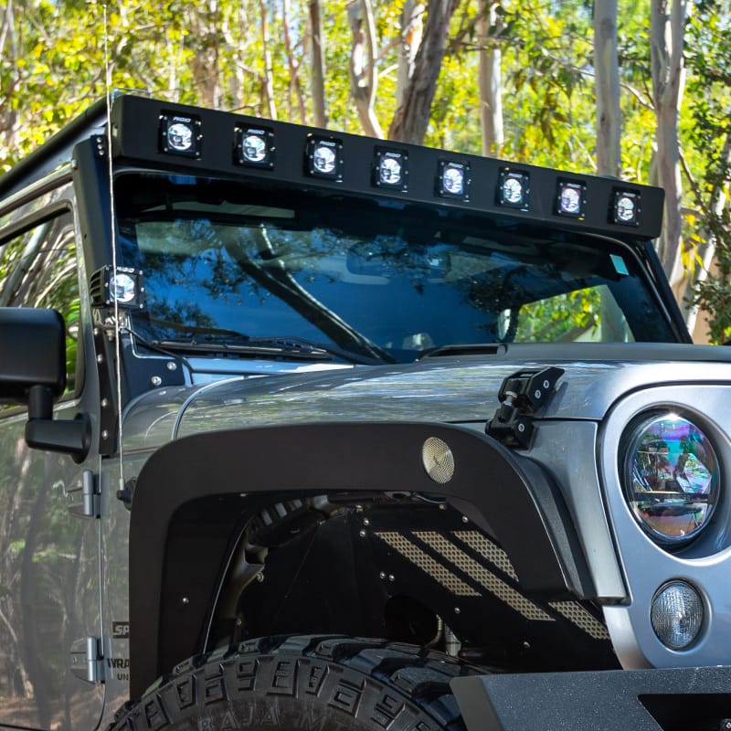 Go Rhino 07-18 Jeep Wrangler JK WLF Windshield Light Mount Frame - Eight Cube Lights thumbnail 3