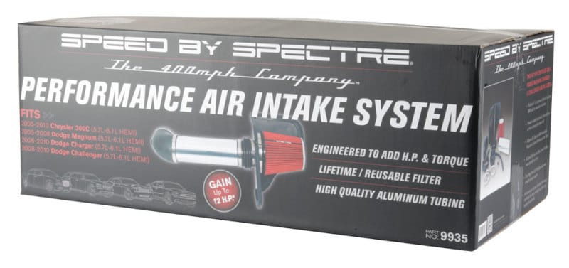 Spectre 05-10 Chrysler 300C V8-5.7/6.1L F/I Air Intake Kit - Polished w/Red Filter thumbnail 2