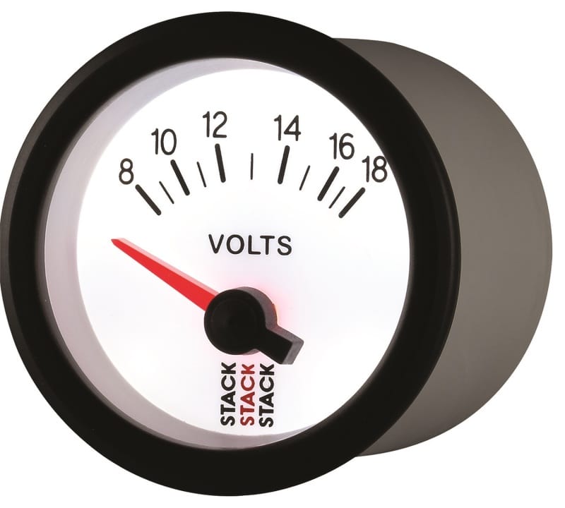 Autometer Stack 52mm 8-18V Electric Battery Voltage Gauge - White thumbnail 3