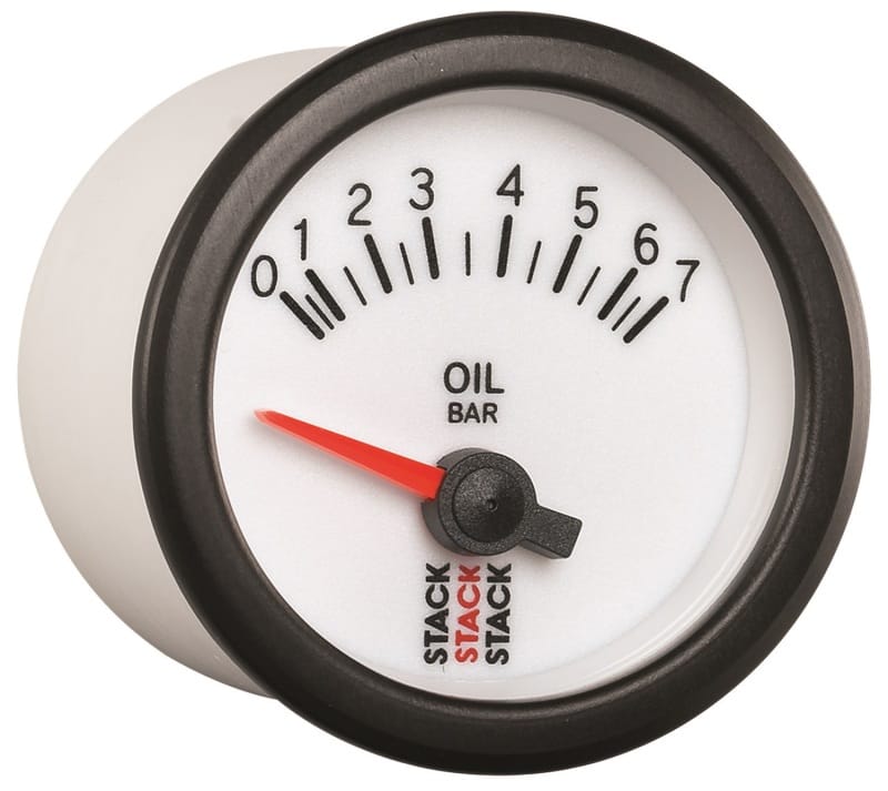 Autometer Stack 52mm 0-7 Bar M10 Male Electric Oil Pressure Gauge - White thumbnail 5