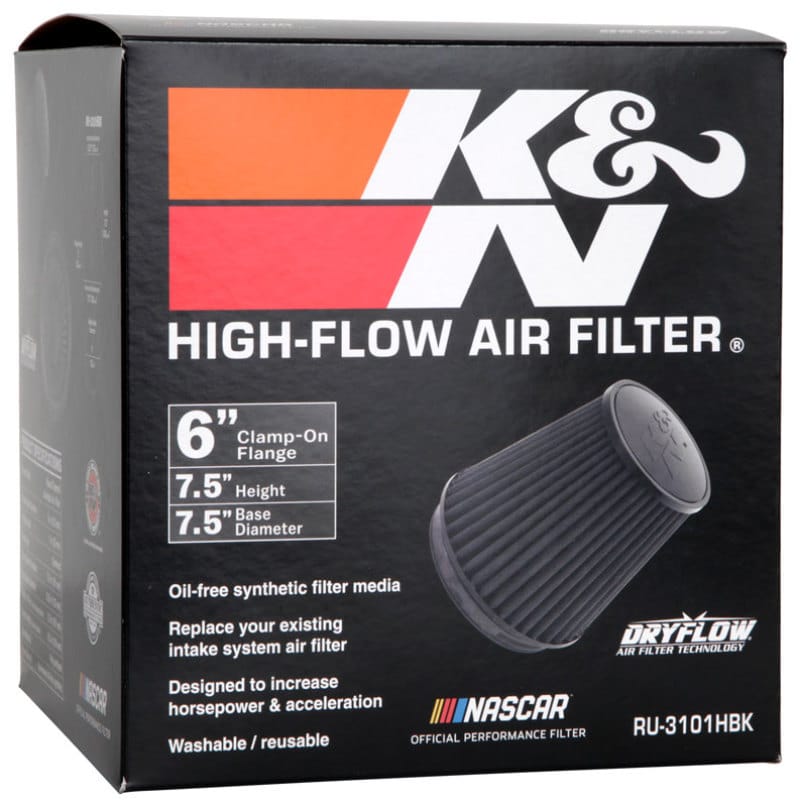 K&N Universal Rubber Filter Round Tapered 6in Flange ID x 7.5in Base OD x 5.25in Top OD x 8in Height thumbnail 4