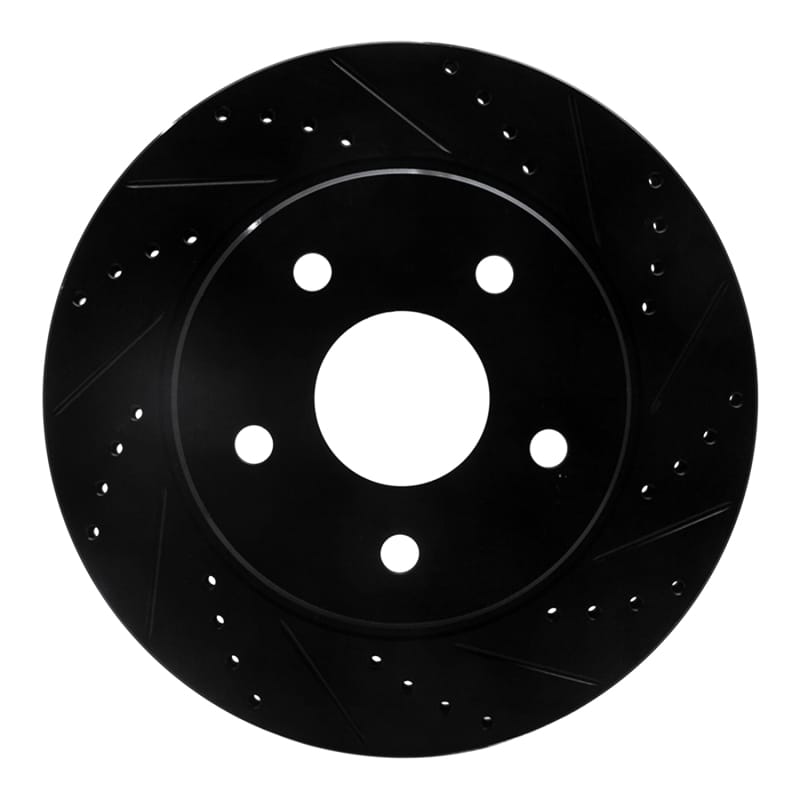 R1 02-24 Chrysler ASPEN Front Right Drilled & Slotted Black Brake Rotor