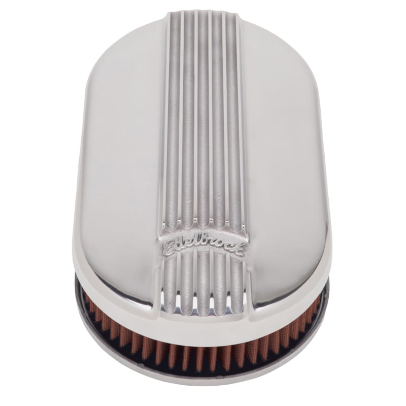 Edelbrock Air Cleaner Classic Series Oval Aluminum Top Cloth Element 17 5In X 9 35In X 3 9In thumbnail 3