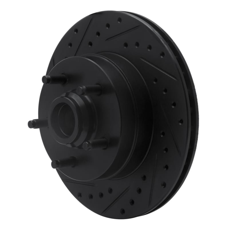 R1 86-92 Jeep Wagoneer Front Left Drilled & Slotted Black Brake Rotor thumbnail 2