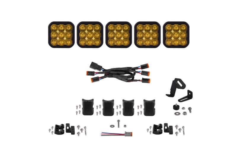 Diode Dynamics SS5 Pro Universal CrossLink 5-Pod Lightbar - Yellow Driving