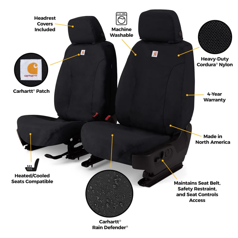 Covercraft 24-25 Jeep Wrangler Fr Buckets El Carhartt Super Dux SeatSaver Custom Front Row Seat Cvr - SSC2653COBK thumbnail 3