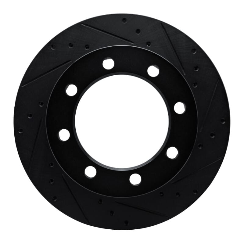 R1 80-93 Dodge W200 Front Right Drilled & Slotted Black Brake Rotor
