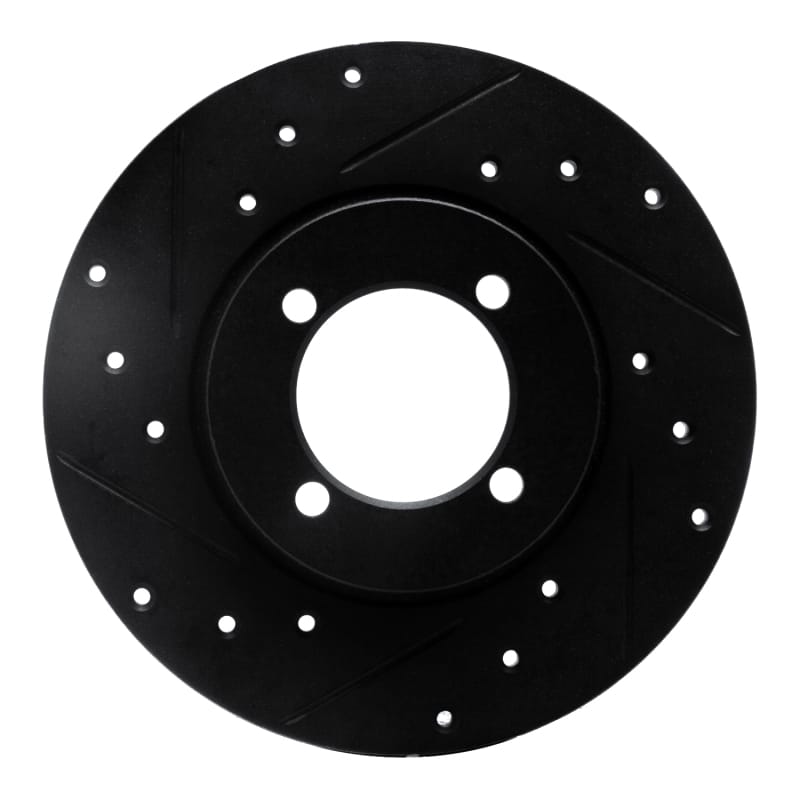 R1 74-87 Dodge COLT Front Left Drilled & Slotted Black Brake Rotor