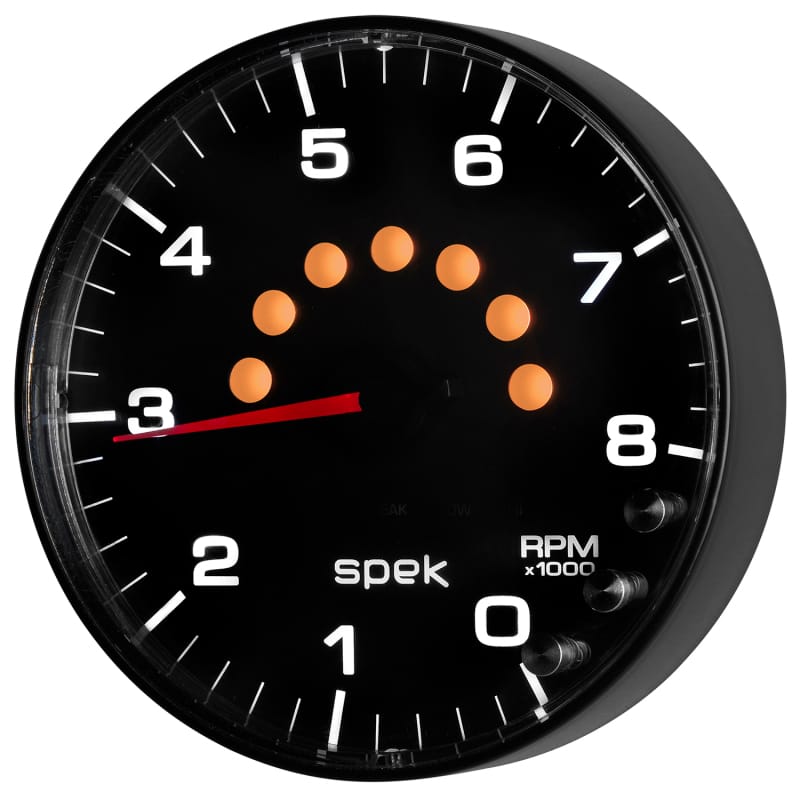 Autometer Spek-Pro Gauge Tachometer 5in 8K Rpm W/Shift Light & Peak Mem Black/Black - P238328 thumbnail 7