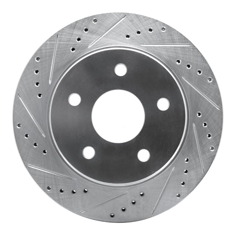 R1 02-24 Dodge Ram 1500 Front Left Drilled & Slotted Silver Brake Rotor