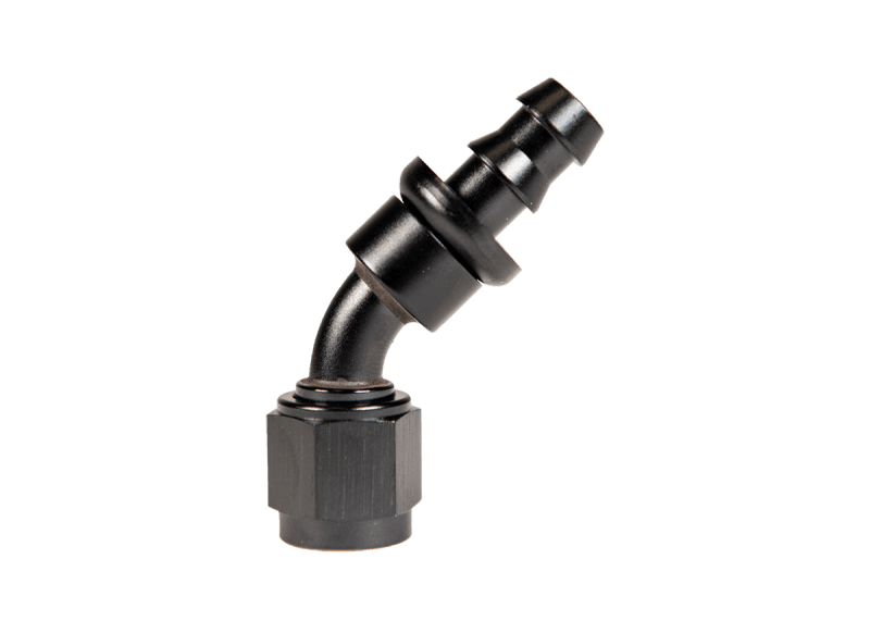 Fleece Performance Universal -6AN 45Deg to Hose Barb - Black