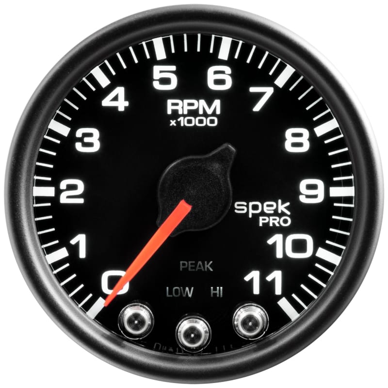 Autometer Spek-Pro Gauge Tach 2 1/16in 11K Rpm W/ Shift Light & Peak Mem Blk/Blk thumbnail 3