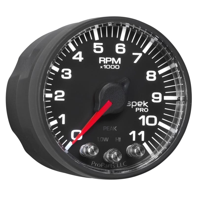 Autometer Spek-Pro Gauge Tach 2 1/16in 11K Rpm W/ Shift Light & Peak Mem - Blk/Blk thumbnail 7