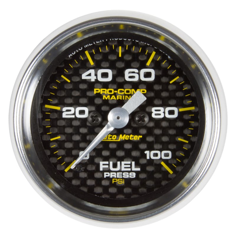 Autometer Marine Carbon Fiber 2-1/16in 100 PSI Digital Stepper Motor Fuel Pressure Gauge