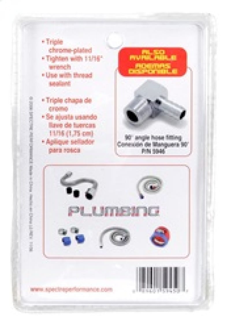 Spectre Fuel Fitting 3/8in. Hose Barb NPT Threads - Chrome thumbnail 2