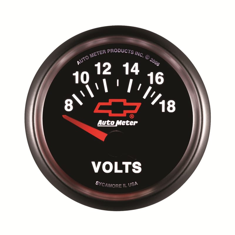 Autometer GM Bowtie Black 2-1/16 Voltmeter 8-18V thumbnail 4