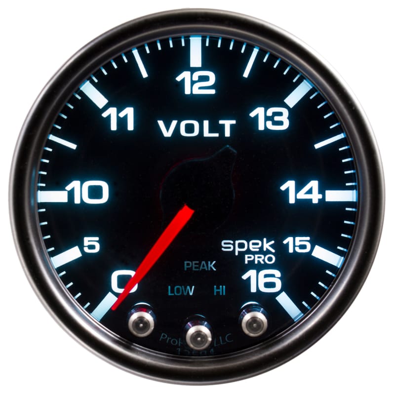 Autometer Spek-Pro Gauge Voltmeter 2 1/16in 16V Stepper Motor W/Peak & Warn Blk/Smoke/Blk thumbnail 3