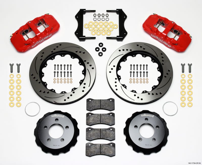 Wilwood AERO6 Front Hat Kit 14.25 Drilled Red 2006-10 Magnum/Challenger/Charger/300C