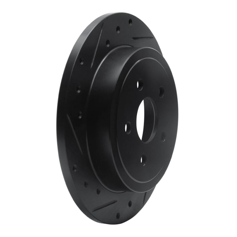 R1 88-95 Chrysler New Yorker Rear Left Drilled & Slotted Black Brake Rotor thumbnail 2