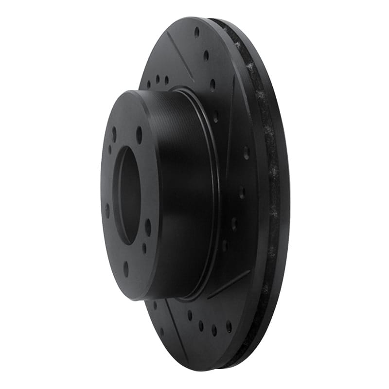 R1 83-89 Chrysler Conquest Front Right Drilled & Slotted Black Brake Rotor thumbnail 2