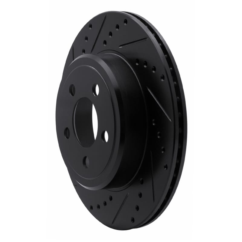 R1 05-23 Chrysler 300 Rear Left Drilled & Slotted Black Brake Rotor - 633-39018L thumbnail 2