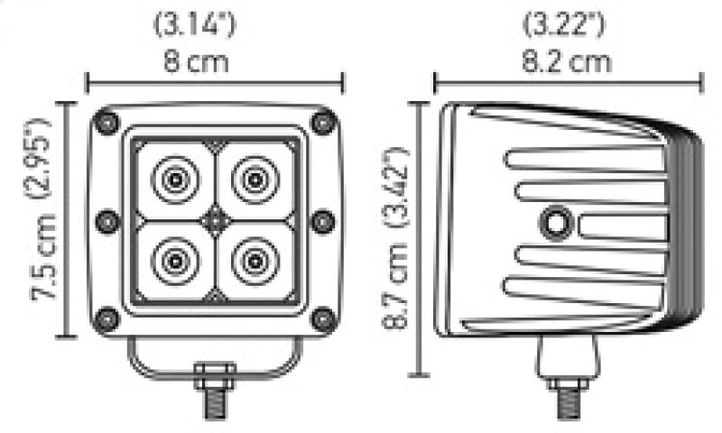 Hella HVF Cube 4 LED Off Road Kit - 3.1in 2X12W thumbnail 3