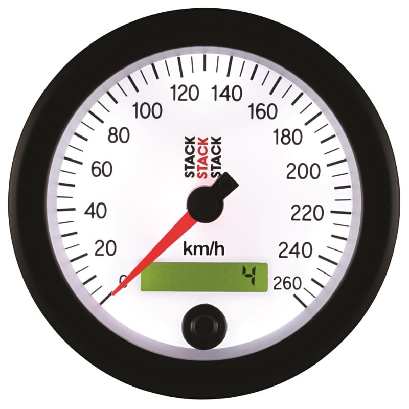 Autometer Stack Instruments 88MM 0-260 KM/H Programmable Speedometer - White thumbnail 4