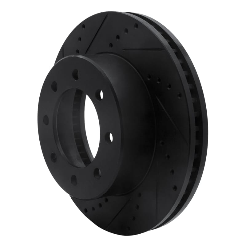 R1 09-25 Dodge Ram 2500 Front Left Drilled & Slotted Black Brake Rotor thumbnail 2