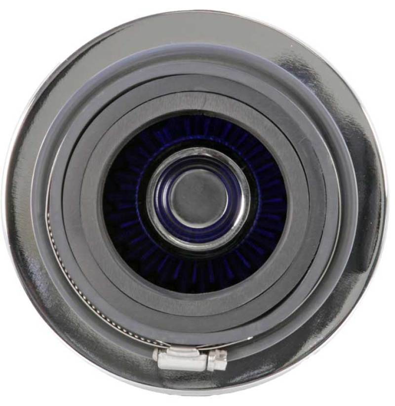 K&N Universal Air Filter Chrome Round Tapered Blue - 4in Flange ID x 1.125in Flange Length x 5.5in H thumbnail 2