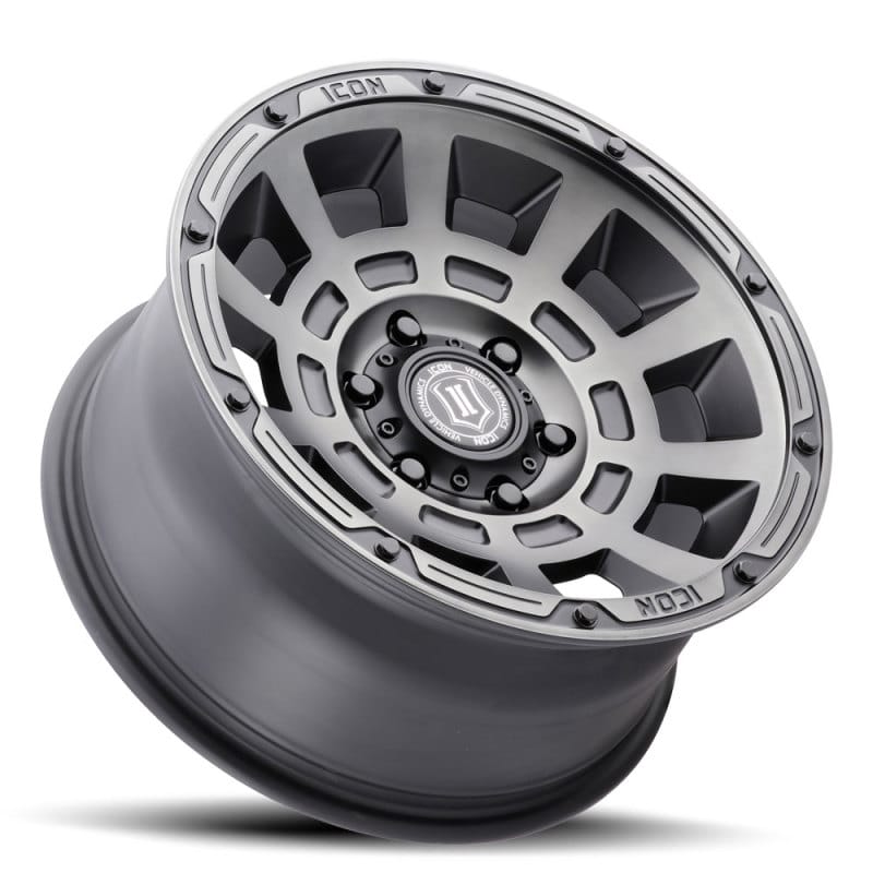 ICON Thrust 17x8.5 5x4.5 0mm Offset 4.75in BS Smoked Satin Black Tint Wheel thumbnail 3