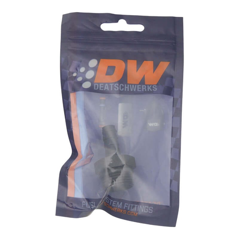 DeatschWerks 10AN ORB Male to 3/8in Male Triple Barb Fitting (Incl O-Ring) - Anodized Matte Black thumbnail 2