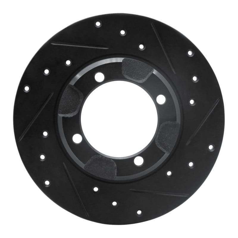 R1 85-91 Dodge COLT Front Right Drilled & Slotted Black Brake Rotor - 633-72002R