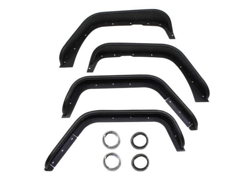 Fishbone Offroad 07-18 Jeep Wrangler Front/Rear Tube Fenders - Aluminum Blk Txtrd Pwdrcoat(Set Of 4) thumbnail 4