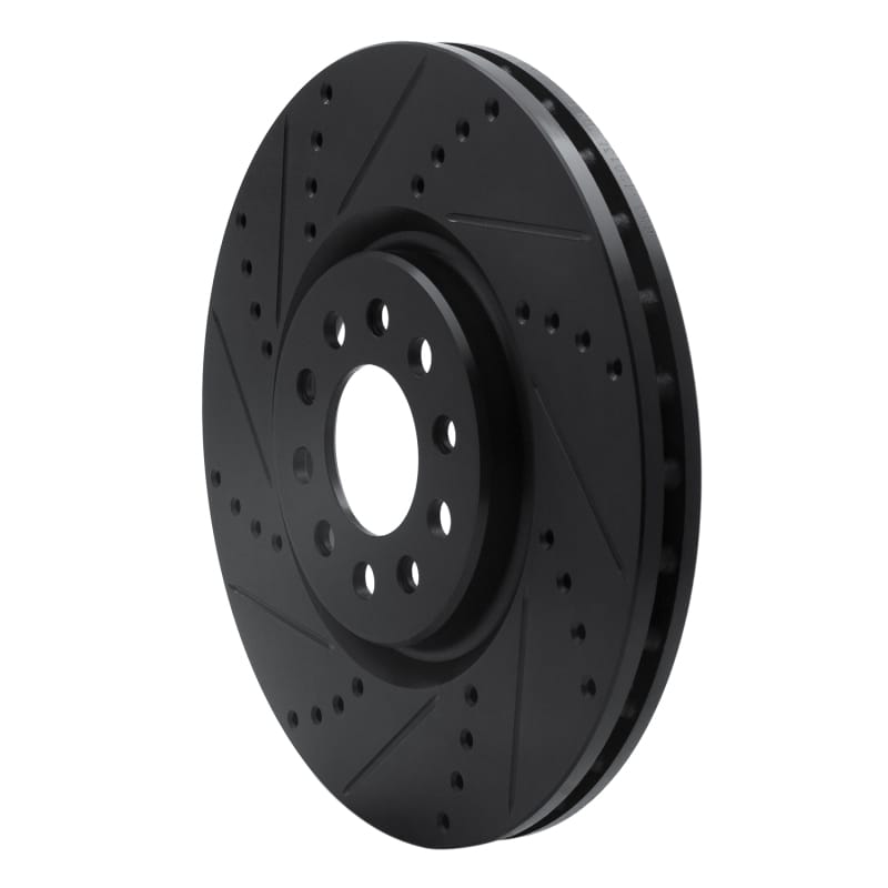 R1 14-25 Alfa Romeo Tonale Front Left Drilled & Slotted Black Brake Rotor thumbnail 2