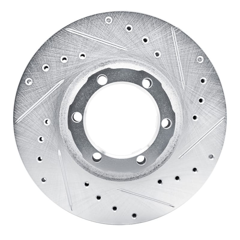 R1 1986-1996 Dodge Ram 50 Front Right Drilled & Slotted Silver Brake Rotor