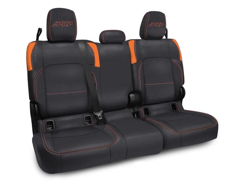 PRP Jeep Wrangler JT Rear Bench Covers - with no Armrest - Black/Orange