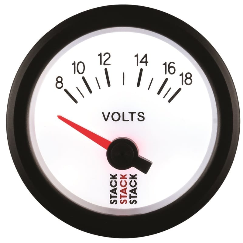 Autometer Stack 52mm 8-18V Electric Battery Voltage Gauge - White thumbnail 4